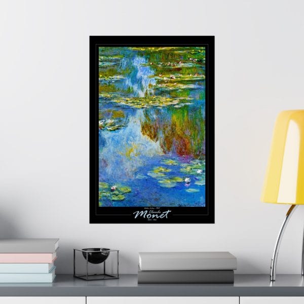Claude Monet’s “Water Lilies” (1907) - Matte Vertical Posters, on Black - Image 2