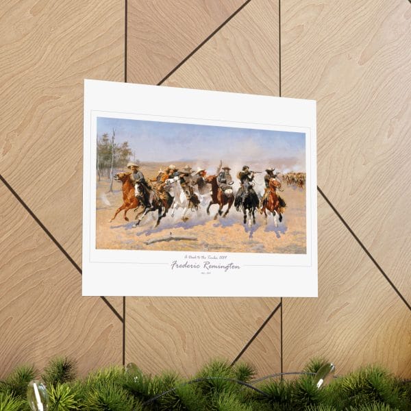 Frederic Remington Western Cowboy Art Print – “A Dash for the Timber” Vintage Old West Poster on White - Image 9